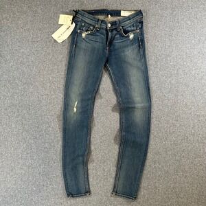 Rag & Bone Skinny Jeans Womens 26 Blue Distressed Denim Made in USA NWT